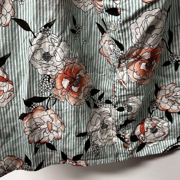 No Comment Plus Cold Shoulder Floral and Stripes 100% Cotton Size 2X - Picture 6 of 7